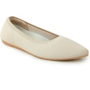 NIB Arromic Knit Pointed Toe flats ballet flexible machine washable beige sz 8.5